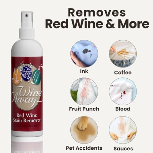  Natural Wine Away Red Wine Stain Remover Spray - Effective Carpet & Upholstery Cleaner - Best for Blood, Clothes, Coffe