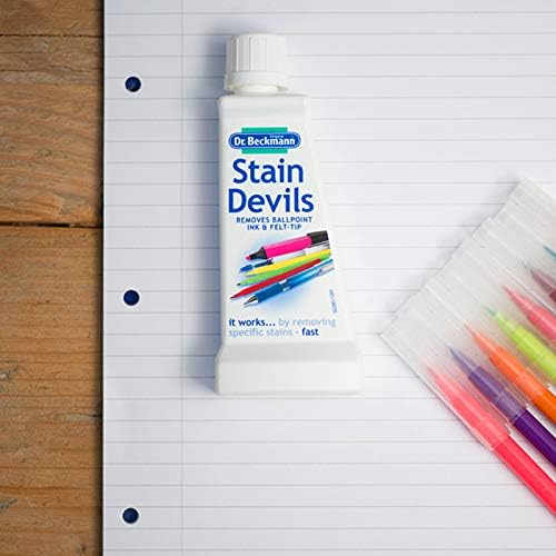  Dr Beckmann Stain Devils Ballpoint Ink & Felt Tip Pen Remover - Powerful Cleaner for Pens, Felt Tips, and Stains, 4 x 5