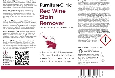Red Wine Stain Remover Spray for Furniture - Easy Cleaner to Remove Stains from Sofa, Clothes & Carpet - Fresh & Dried W
