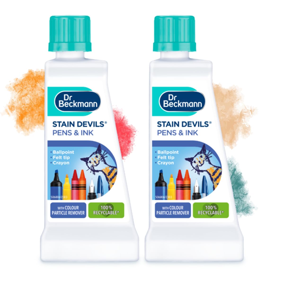 Stain Devils 2x Pen and Ink Stain Remover 50ml Travel-Size Color-Particle Eraser for Fabric