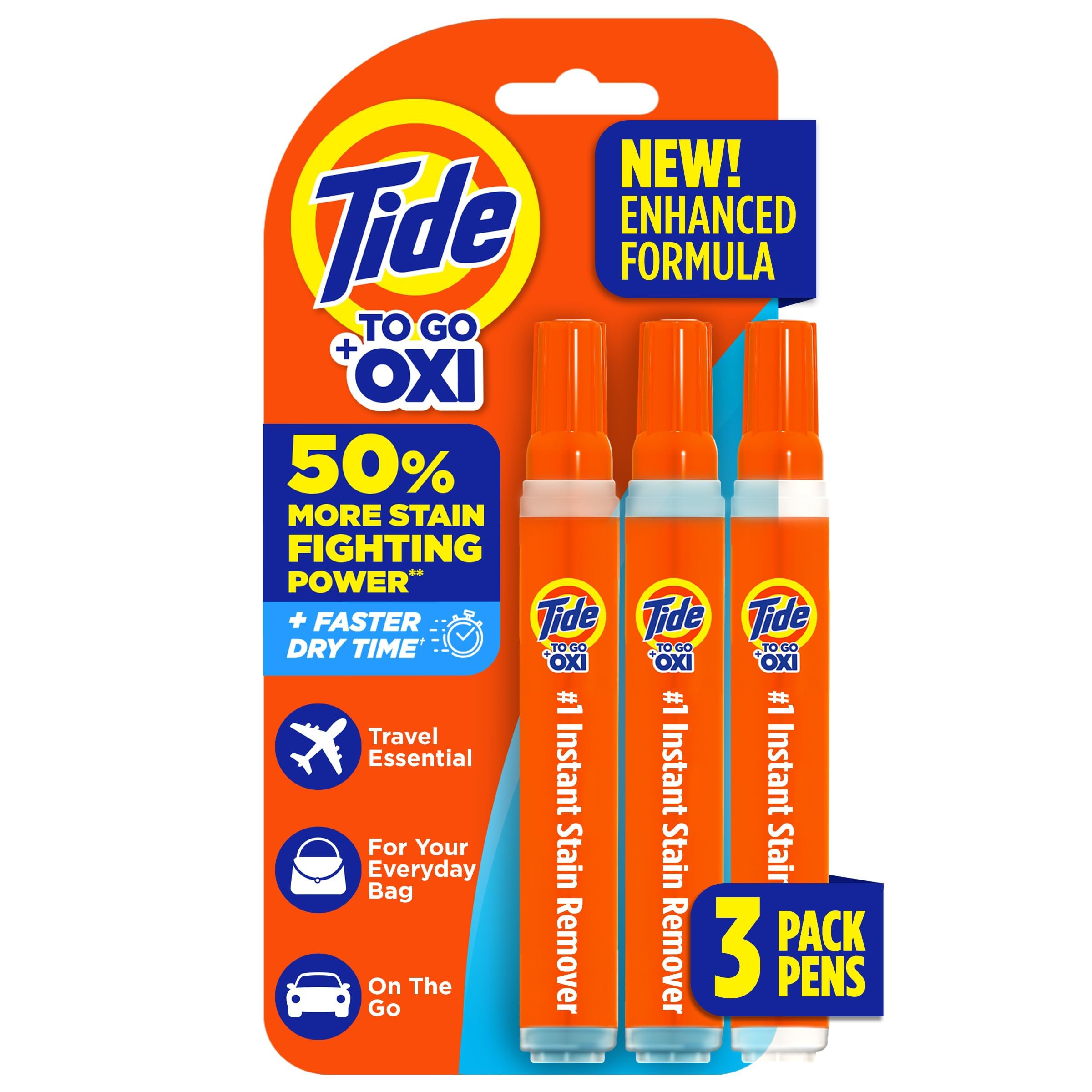 Tide To Go Stain Remover Pens - Instant Spot Cleaner for Food & Drink Stains, Portable & Travel-Friendly, 3 Count  
Tide